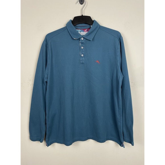 Tommy Bahama Polo Shirt Mens XL IslandZone Supima Long Sleeve Marlin Green Rugby - Picture 2 of 8